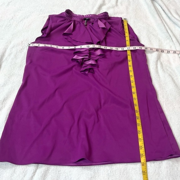 Nicole Miller Ruffle Neckline Tank Top Sleeveless Blouse Solid Purple Pullover M - Picture 4 of 8